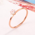 Solitaire Ring Stainless Steel, Korean Fashion Thin Pinky Rings with AAA+ Cubic Zirconia, Fashion Jewelry