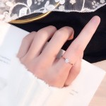 Solitaire Ring Stainless Steel, Korean Fashion Thin Pinky Rings with AAA+ Cubic Zirconia, Fashion Jewelry
