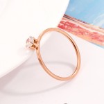 Solitaire Ring Stainless Steel, Korean Fashion Thin Pinky Rings with AAA+ Cubic Zirconia, Fashion Jewelry