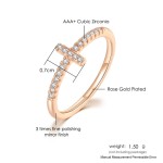 Fashion Jewelry Ring, Stainless Steel Korean Style Thin Pinky Ring with Cubic Zirconia, Elegant Women Ring