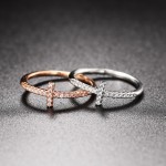 Fashion Jewelry Ring, Stainless Steel Korean Style Thin Pinky Ring with Cubic Zirconia, Elegant Women Ring