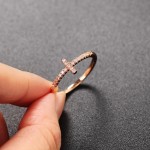 Fashion Jewelry Ring, Stainless Steel Korean Style Thin Pinky Ring with Cubic Zirconia, Elegant Women Ring