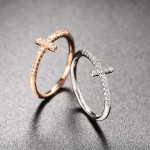 Fashion Jewelry Ring, Stainless Steel Korean Style Thin Pinky Ring with Cubic Zirconia, Elegant Women Ring