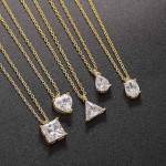 Korean Choker Necklace for Women, Minimalist Gold Color Heart Waterdrop Crystal Pendant Chain, Wedding Gift Necklaces Jewelry N481