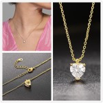 Korean Choker Necklace for Women, Minimalist Gold Color Heart Waterdrop Crystal Pendant Chain, Wedding Gift Necklaces Jewelry N481