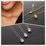 Korean Choker Necklace for Women, Minimalist Gold Color Heart Waterdrop Crystal Pendant Chain, Wedding Gift Necklaces Jewelry N481