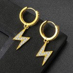 Hip Hop Drop Earrings for Women, Cubic Zirconia Iced Out Lightning Pendant Ear Accessories, Hippie Jewelry OHE032