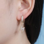 Hip Hop Drop Earrings for Women, Cubic Zirconia Iced Out Lightning Pendant Ear Accessories, Hippie Jewelry OHE032