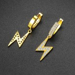 Hip Hop Drop Earrings for Women, Cubic Zirconia Iced Out Lightning Pendant Ear Accessories, Hippie Jewelry OHE032
