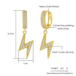 Hip Hop Drop Earrings for Women, Cubic Zirconia Iced Out Lightning Pendant Ear Accessories, Hippie Jewelry OHE032