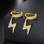 Hip Hop Drop Earrings for Women, Cubic Zirconia Iced Out Lightning Pendant Ear Accessories, Hippie Jewelry OHE032