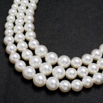 High Quality Fashion Handmade 3-layer Big White Simulated Pearl Necklace for Women's Mom Necklace Wedding Party Jewelry Gift