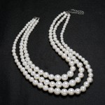 High Quality Fashion Handmade 3-layer Big White Simulated Pearl Necklace for Women's Mom Necklace Wedding Party Jewelry Gift