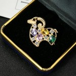 Creative Rhinestone Zodiac Sheep Brooch, Fashion Animal Pin, Elegant Jewelry Gift for Women Men