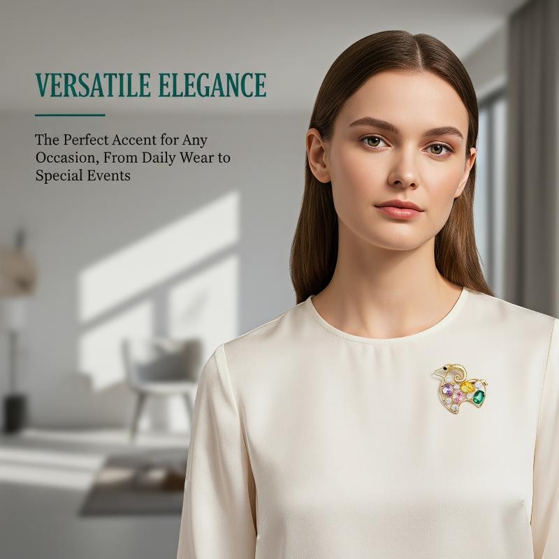 Creative Rhinestone Zodiac Sheep Brooch, Fashion Animal Pin, Elegant Jewelry Gift for Women Men