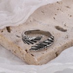 European Style Retro Feather 925 Sterling Silver Ring, Simple Temperament Exquisite Popular Sweet Opening Ring