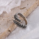 European Style Retro Feather 925 Sterling Silver Ring, Simple Temperament Exquisite Popular Sweet Opening Ring