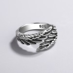 European Style Retro Feather 925 Sterling Silver Ring, Simple Temperament Exquisite Popular Sweet Opening Ring