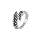 European Style Retro Feather 925 Sterling Silver Ring, Simple Temperament Exquisite Popular Sweet Opening Ring