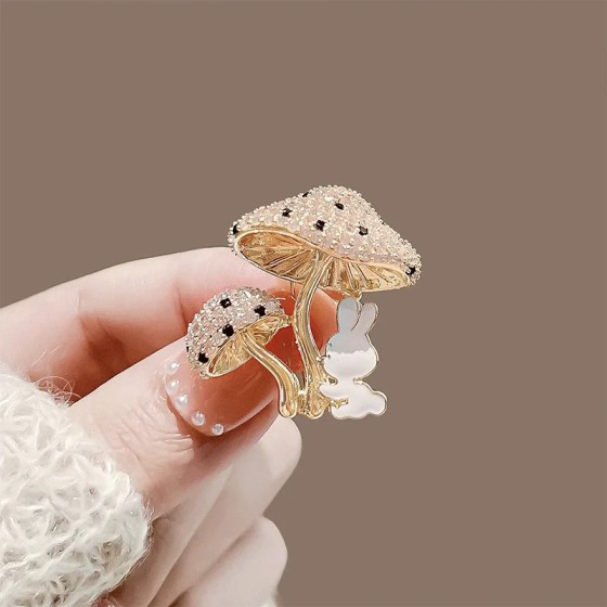 Lovely Mushroom Rabbit Brooch, Fashion Mushroom Rabbit Brooches Pins, Jewelry Accessories Party Gifts for Men Women
