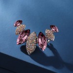 Retro Geometric Blue Crystal Rhinestone Brooch, Women Elegant Minimalist Curved Brooch, Luxury Jewelry Accessories