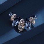 Retro Geometric Blue Crystal Rhinestone Brooch, Women Elegant Minimalist Curved Brooch, Luxury Jewelry Accessories
