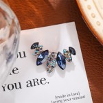 Retro Geometric Blue Crystal Rhinestone Brooch, Women Elegant Minimalist Curved Brooch, Luxury Jewelry Accessories