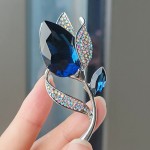 Luxury Creative Big Crystal Tulip Flower Brooch, Women Trendy Rhinestone Brooch Pins, Office Party Accessories New Year Gift