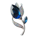 Luxury Creative Big Crystal Tulip Flower Brooch, Women Trendy Rhinestone Brooch Pins, Office Party Accessories New Year Gift