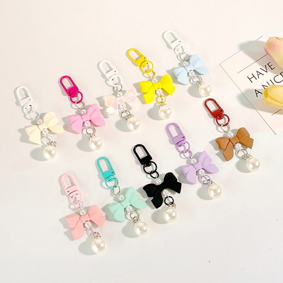 Bow Candy Color Pendant Keyring, Fashion Keychain Headphone Cases Charm Bag Pendant, Handbag Accessories