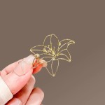 High End Hollowed Out Lily Flower Brooch, Feminine Style Suit Brooch, Minimalist Brooch