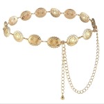 Women Vintage Bohemian Metal Belt - Adjustable Tone Chain with Fringe and Buckle, Waist-Cinching Dress Belt