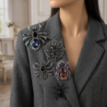 Halloween Rhinestone Spider Brooch for Women Trendy Insect Pin Party Jewelry Gift