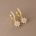 Luxury Stainless Steel Star Dangle Earrings for Women Sparkling Zircon Geometric Jewelry