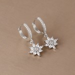 Luxury Stainless Steel Star Dangle Earrings for Women Sparkling Zircon Geometric Jewelry