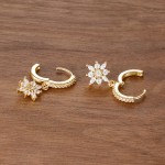 Luxury Stainless Steel Star Dangle Earrings for Women Sparkling Zircon Geometric Jewelry