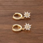 Luxury Stainless Steel Star Dangle Earrings for Women Sparkling Zircon Geometric Jewelry
