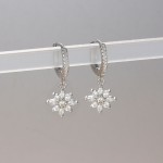 Luxury Stainless Steel Star Dangle Earrings for Women Sparkling Zircon Geometric Jewelry