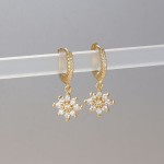 Luxury Stainless Steel Star Dangle Earrings for Women Sparkling Zircon Geometric Jewelry