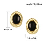 French Design Retro Fashion Oval Earrings Titanium Steel Plated Gold High-Quality Earrings For Women Dating Festival Earrings