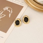 French Design Retro Fashion Oval Earrings Titanium Steel Plated Gold High-Quality Earrings For Women Dating Festival Earrings