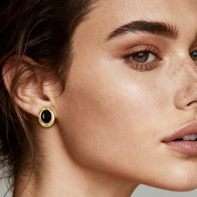 French Design Retro Fashion Oval Earrings Titanium Steel Plated Gold High-Quality Earrings For Women Dating Festival Earrings