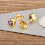 Romantic Heart Shape Inlaid Zircon Charm Stud Earrings for Women 5 Colors Jewelry Gift