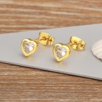 Romantic Heart Shape Inlaid Zircon Charm Stud Earrings for Women 5 Colors Jewelry Gift