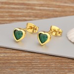 Romantic Heart Shape Inlaid Zircon Charm Stud Earrings for Women 5 Colors Jewelry Gift