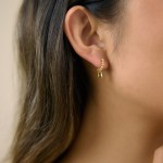 18K Gold PVD Plated Stainless Steel Drop Earrings for Women Chic Green Zircon Pendant Jewelry Gift