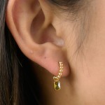 18K Gold PVD Plated Stainless Steel Drop Earrings for Women Chic Green Zircon Pendant Jewelry Gift