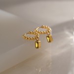 18K Gold PVD Plated Stainless Steel Drop Earrings for Women Chic Green Zircon Pendant Jewelry Gift