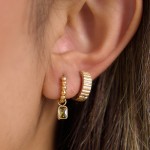 18K Gold PVD Plated Stainless Steel Drop Earrings for Women Chic Green Zircon Pendant Jewelry Gift