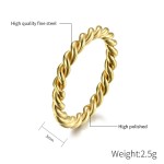3MM Stainless Steel Twisted Wire Rope Braided Ring Band Jewelry Size 5-12 Fashion for Women Men